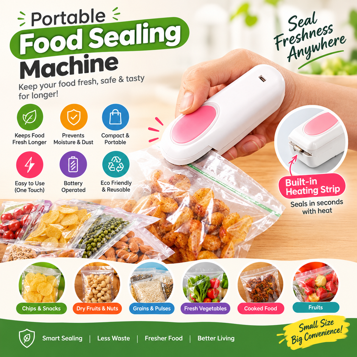 Portable Food Sealer – Handheld Heat Sealing Machine