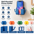 Wall-Mounted Phone Holder with Side Hooks – Space-Saving Mobile Stand