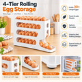 4-Tier Rolling Egg Storage Organizer – Gravity-Fed Egg Dispenser
