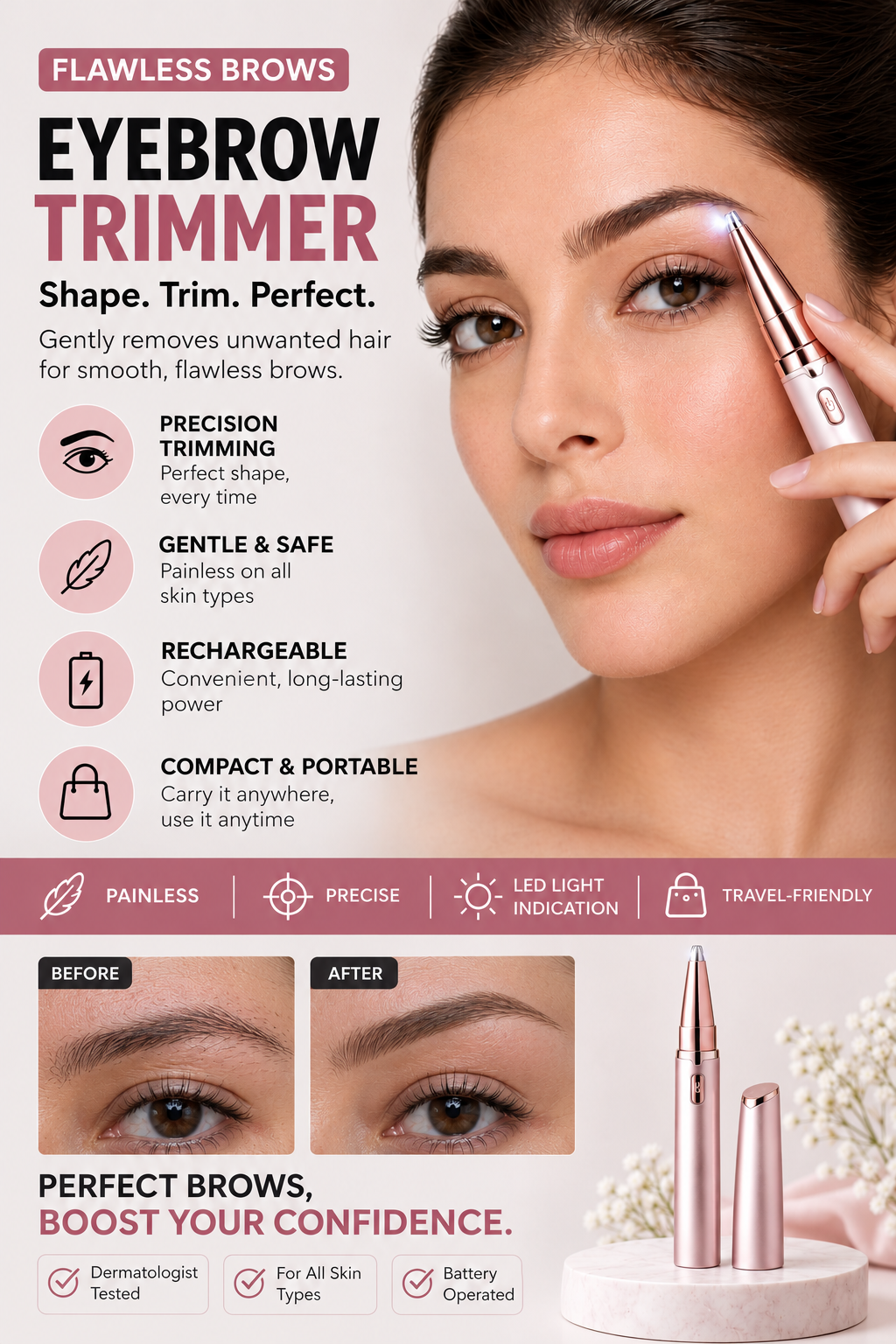EYEBROW TRIMMER & FACIAL HAIR REMOVER